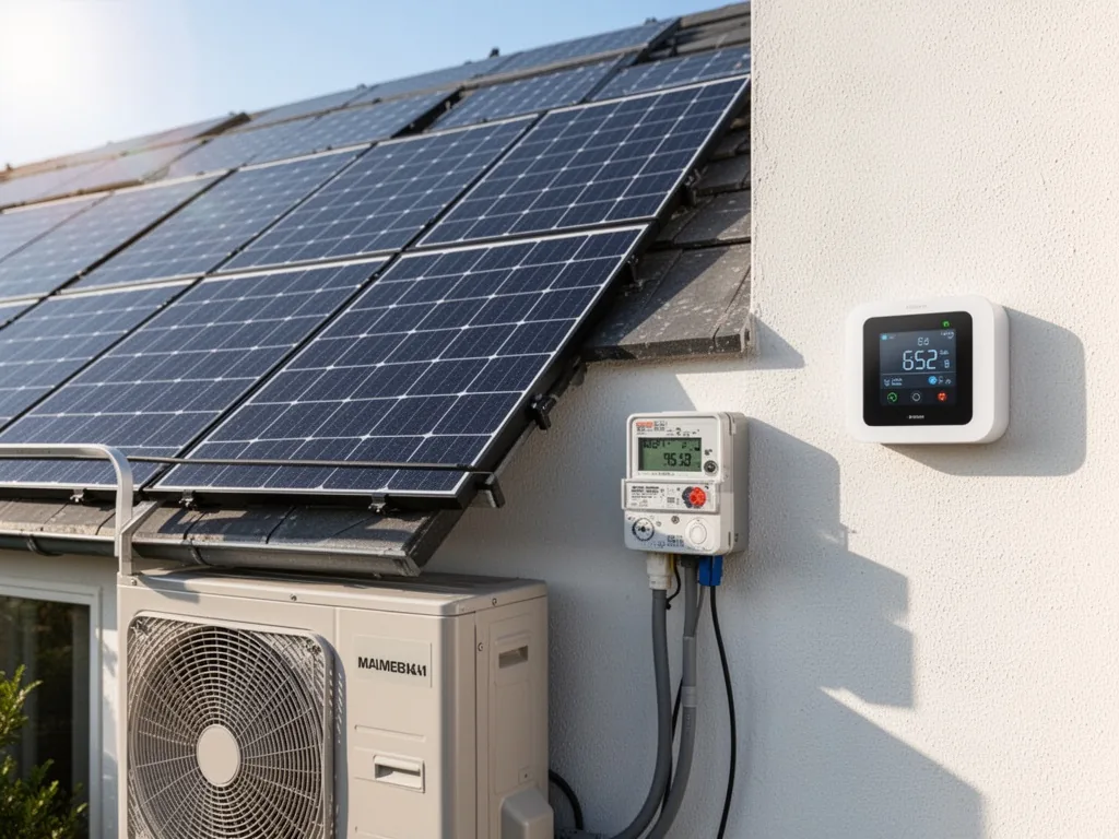 Panneau solaire monocristallin de forte puissance posé sur une toiture résidentielle inclinée