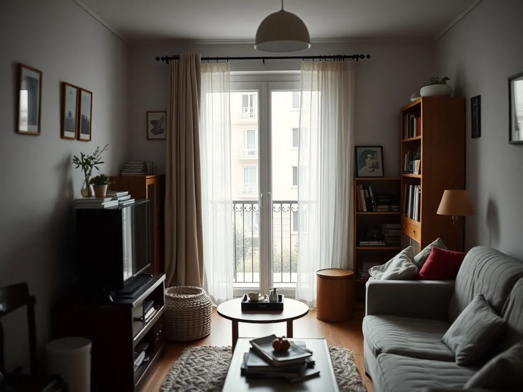 Unité extérieure de pompe à chaleur installée sur un balcon d'appartement, intégrée dans un coffrage insonorisé, avec vue sur une façade d'immeuble haussmannien.